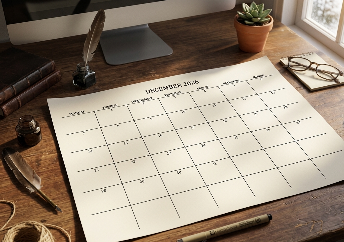 2026 Calendar Printable Landscape, Monthly Calendar Planner download PDF v2