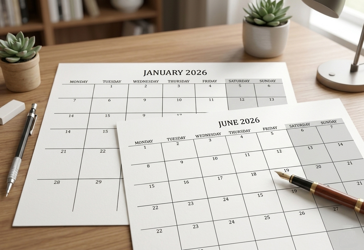 2026 Calendar Printable Landscape, Monthly Calendar Planner download PDF v3