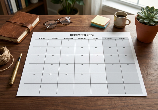 2026 Calendar Printable Landscape, Monthly Calendar Planner download PDF v3