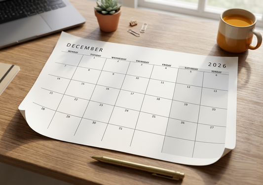 2026 Calendar Printable Landscape, Monthly Calendar Planner download PDF v4