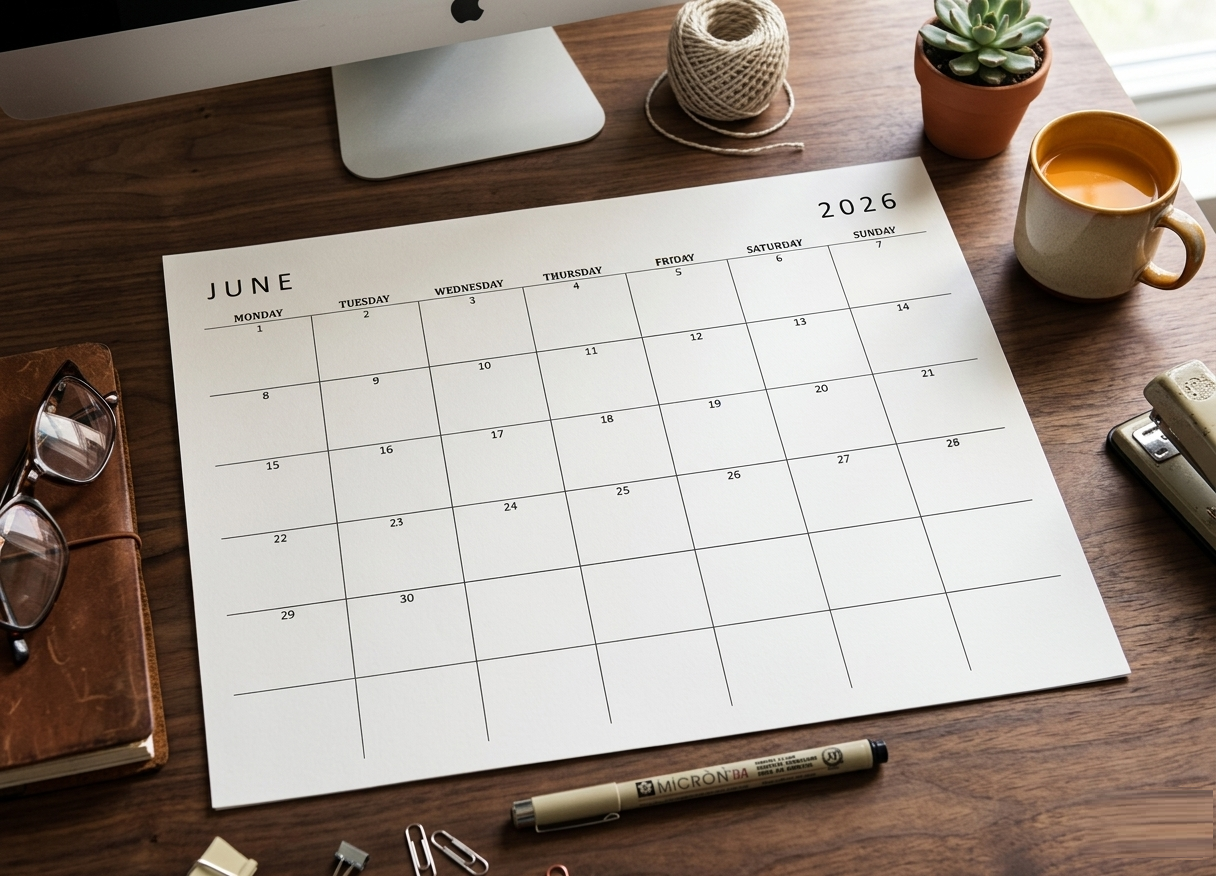 2026 Calendar Printable Landscape, Monthly Calendar Planner download PDF v6
