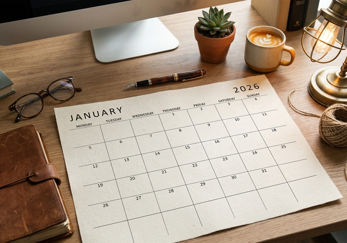 2026 Calendar Printable Landscape, Monthly Calendar Planner download PDF v6